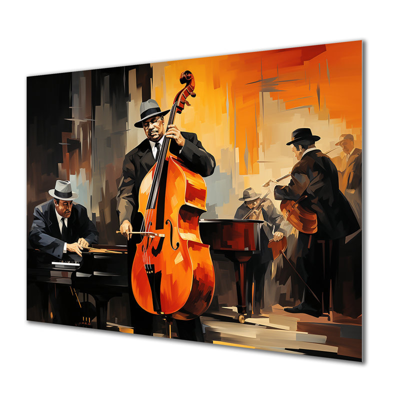 Orange Essence Of Jazz III - African American Art Metal Wall Art MT131805, 30" H x 40" W x 1.5" D