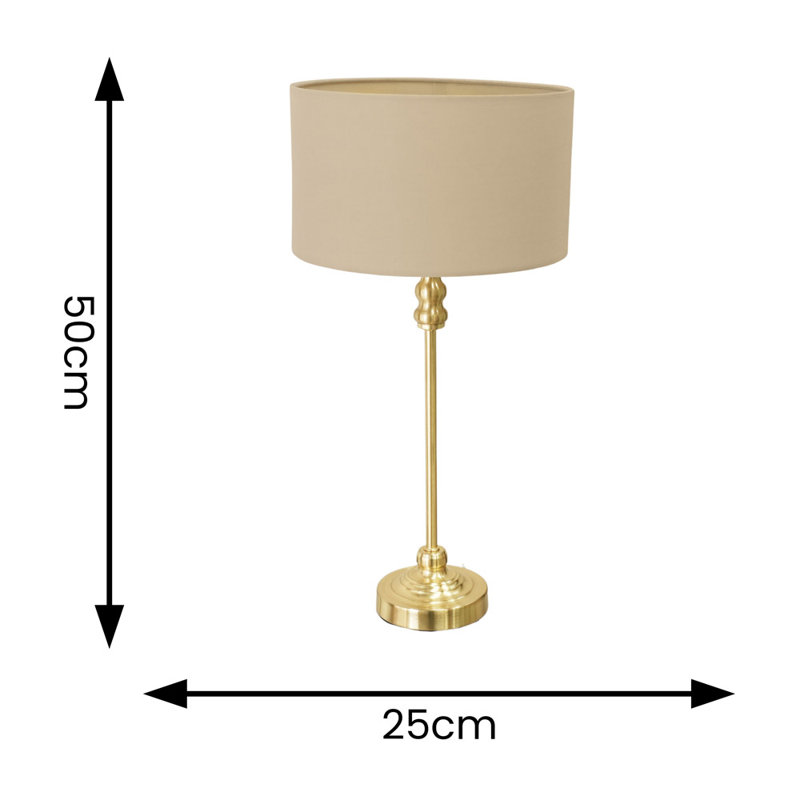 Reselva Metal Table Lamp, Gold Base/Natural Shade