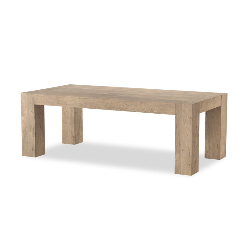Abaso Oak Dining Table, 30'' H x 86'' W x 43'' D, Whitewash Rustic Wormwood Oak