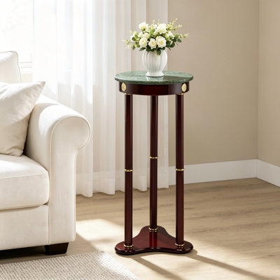 Table de bout décorative Elna, support pour plante à plateau rond, table de bout décorative multicolore merlot et vert