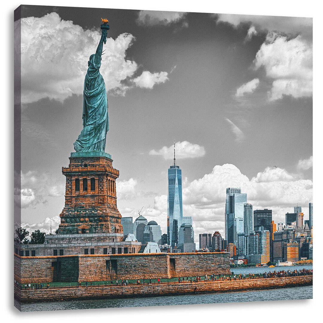 Leinwandbild Freiheitsstatue mit New Yorker Skyline