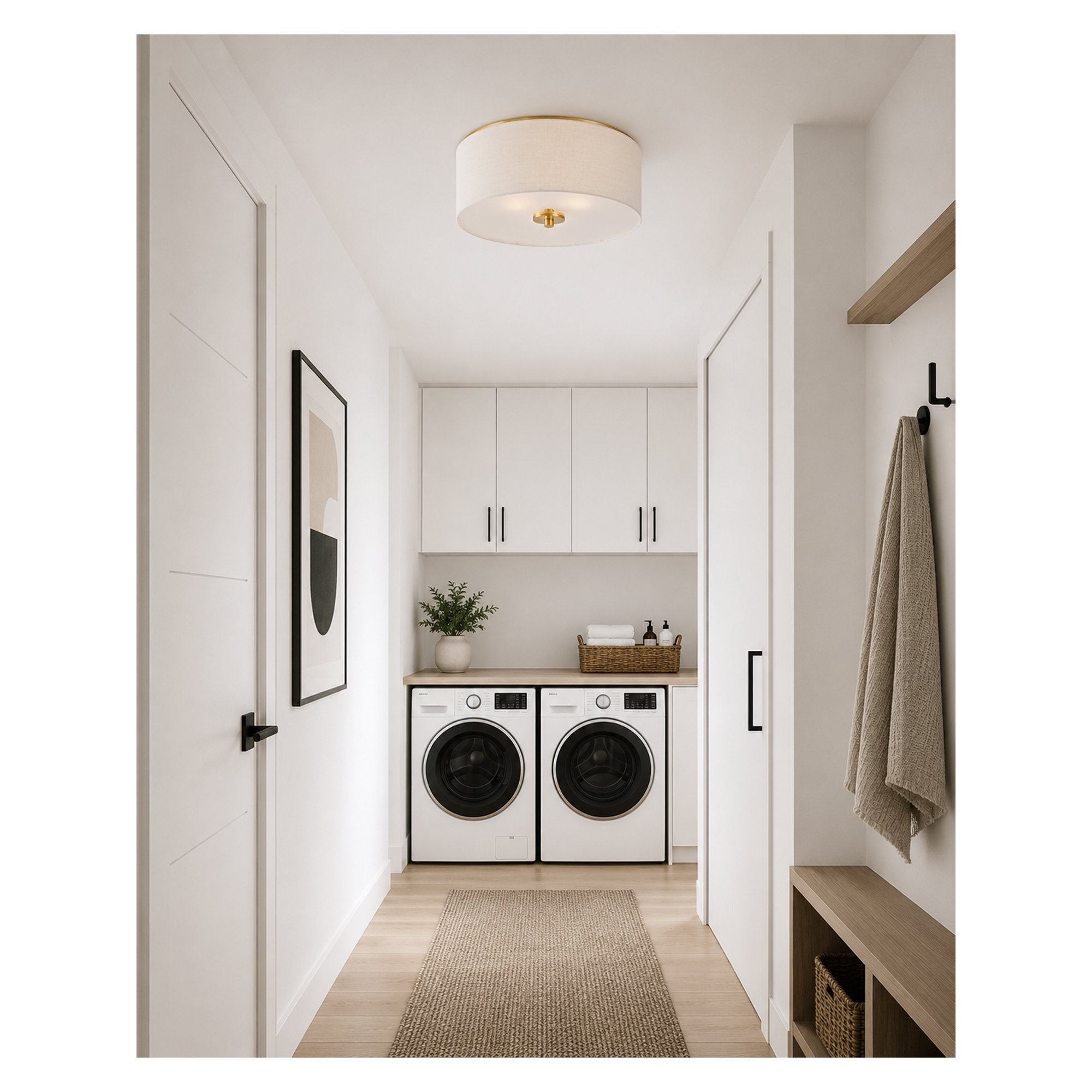 Juna 3 Light Linen Flush Mount