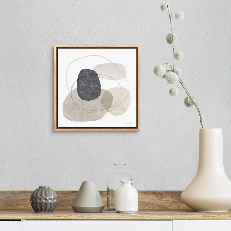 «Think Neutral 10» par Lisa Audit - Peinture sur toile, Toile naturelle avec cadre flottant, H 13,25 po x l 13,25 po, Naturel