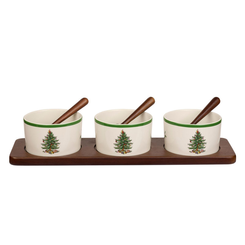 Spode Christmas Tree 7Pc Condiment Bowl Set