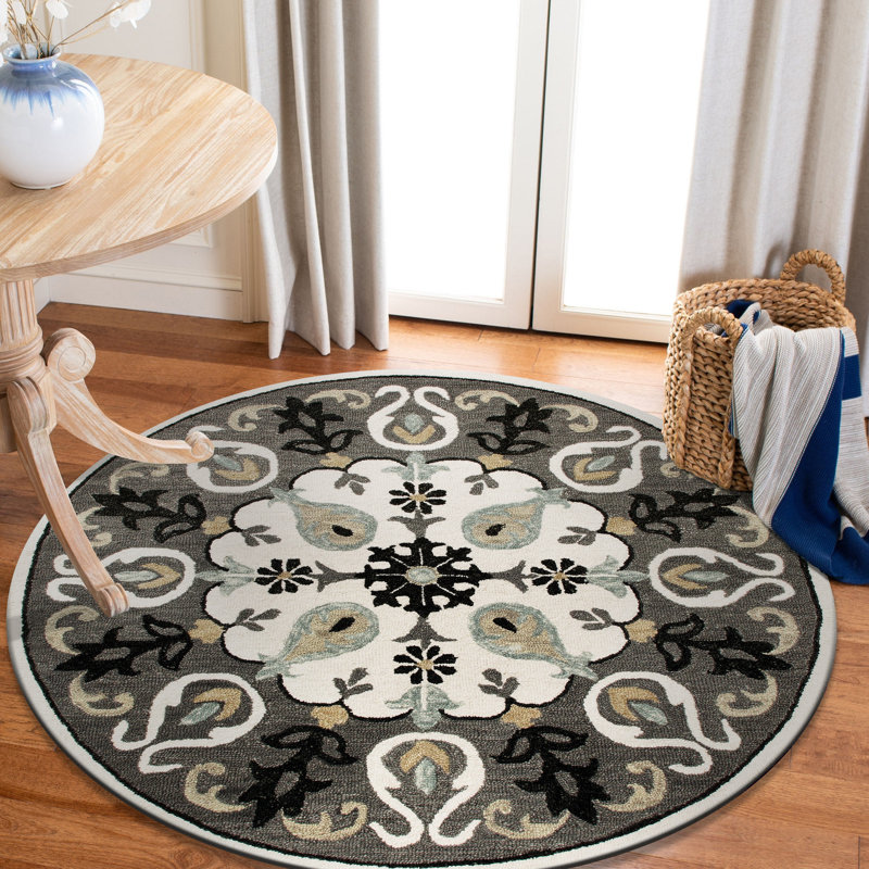 Hand Tufted Oriental Indoor Rug, Round 5'