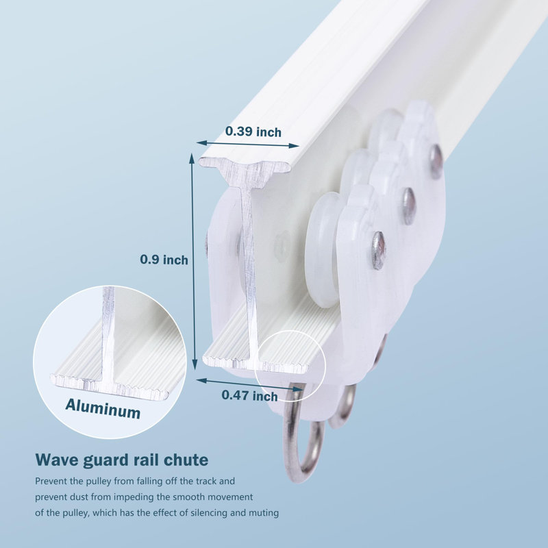 Système de rails de rideaux de plafond, rails de rideaux flexibles et flexibles pour fixation au plafond, rail de séparation coulissant en aluminium robuste avec crochets pour salon, véhicule récréatif, bureau, blanc