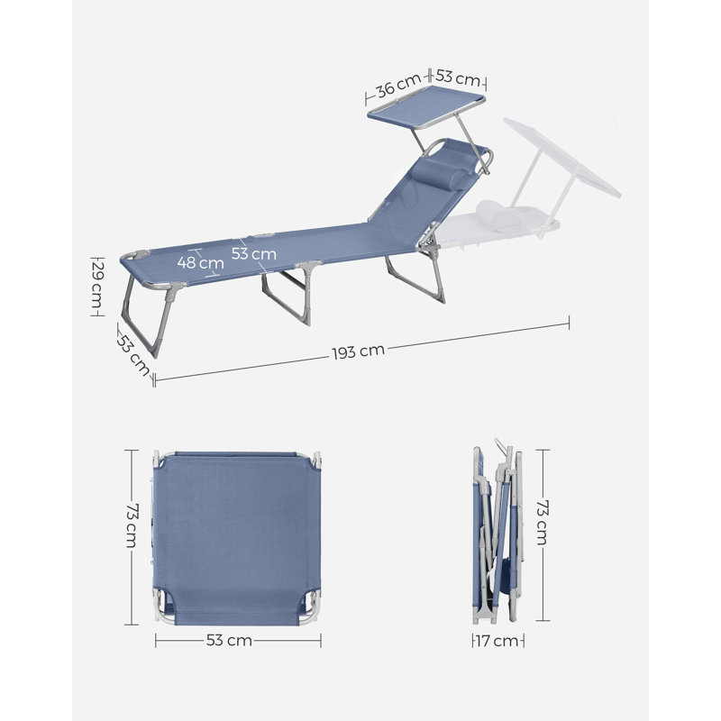 Salerna 193cm Long Single Chaise, Blue