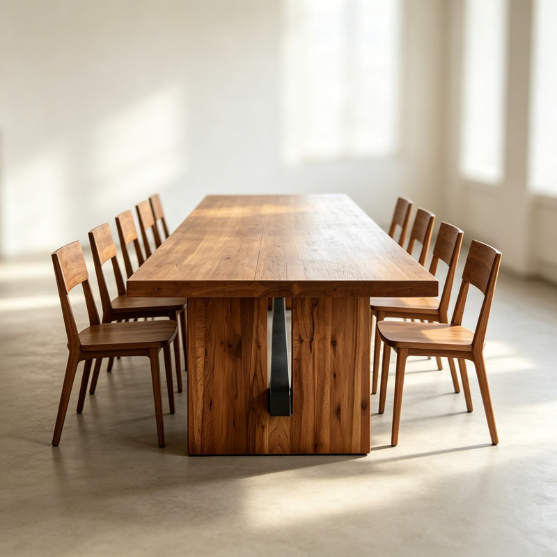 Rustic Rectangular Solid Wood Kitchen Dining Table, 29.53" H x 102.36" W x 47.24" D