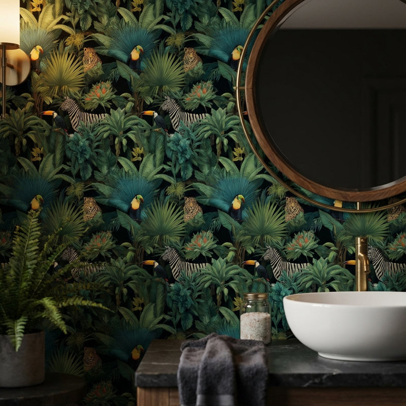 Papier peint tropical Jungle Flora, Peler et coller