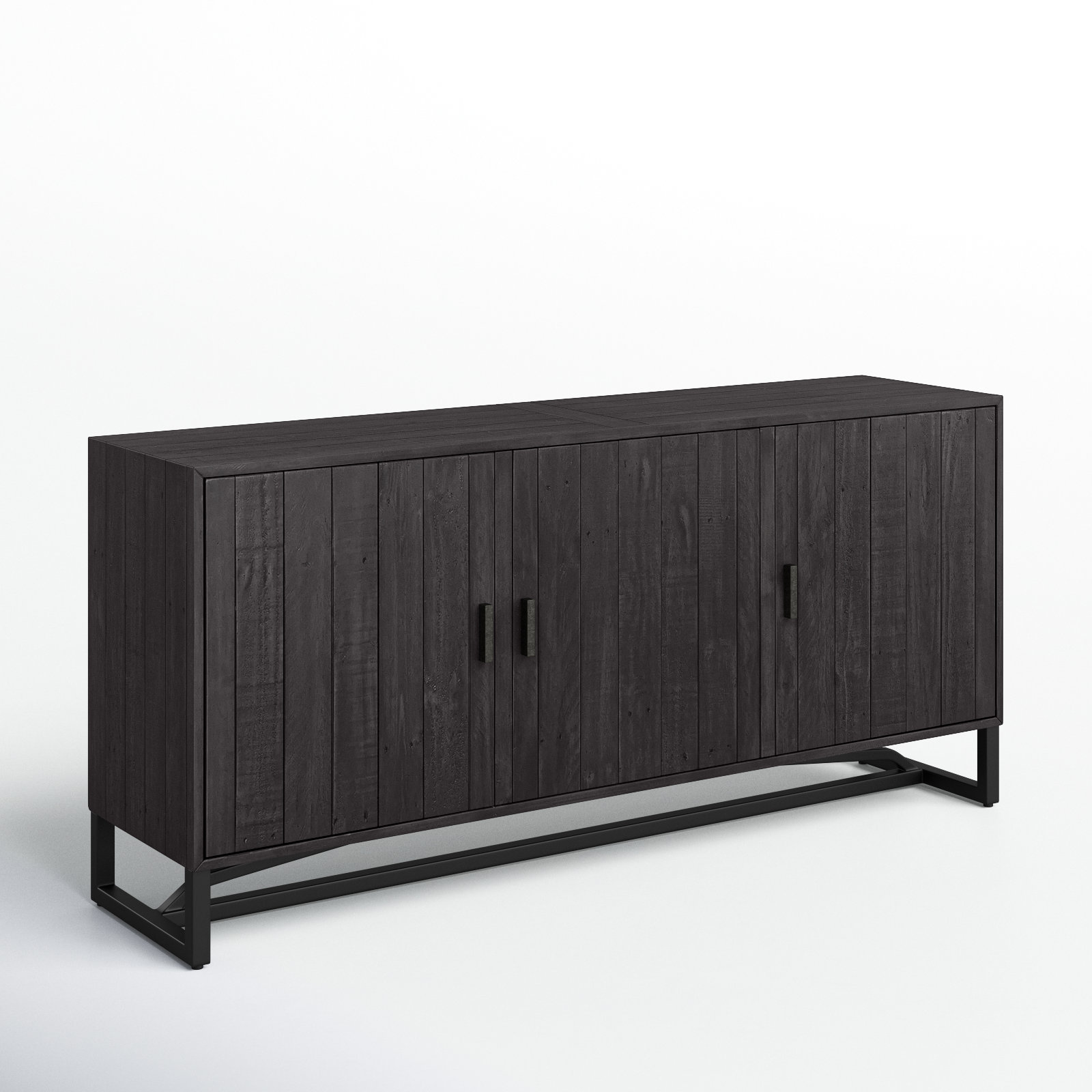 Lopez 68" Wide Pine Wood Sideboard, Black