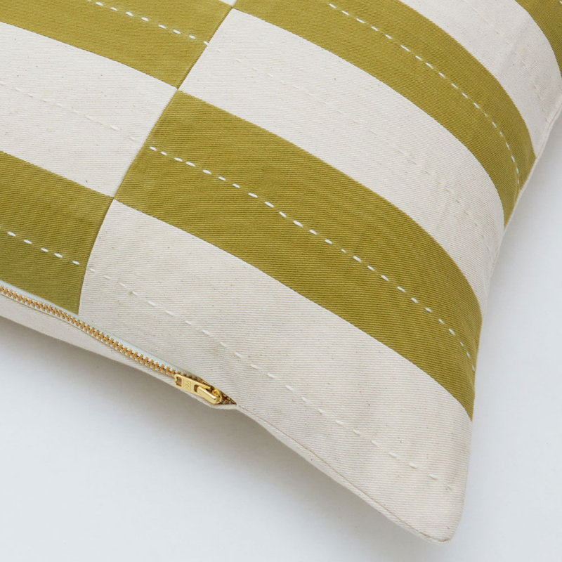 Checkered Lumbar Pillow, Moss, 16" H x 26" W