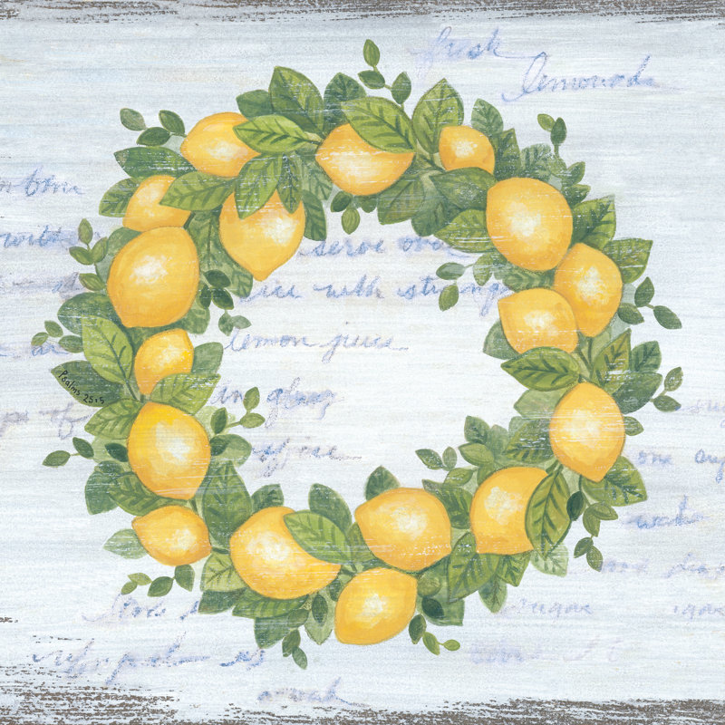 Couronne de citron - Peinture, H 12 po x l 12 po, Non, Toile tendue