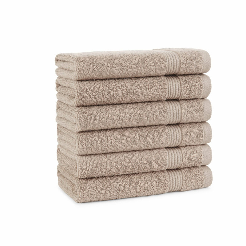 PureComfort 100% Cotton Luxury Hand Towels - 600 GSM Soft & Quick-Drying, Pack of 6, Latte Beige - Ideal for Beach Houses, Hotels, and Rentals