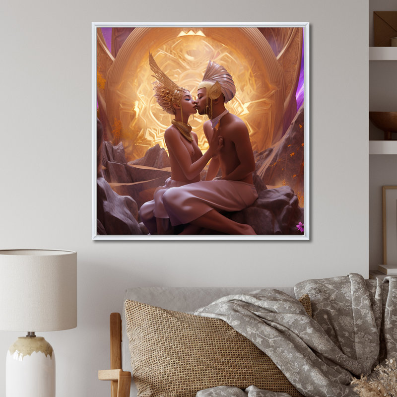 «Divine Love Cosmic Lovers I», reproduction sur toile, H 36 po x l 36 po, Cadre flottant blanc