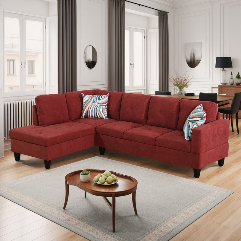 Pizarro Flannelette 2-Piece Living Room Sofa Set, Red