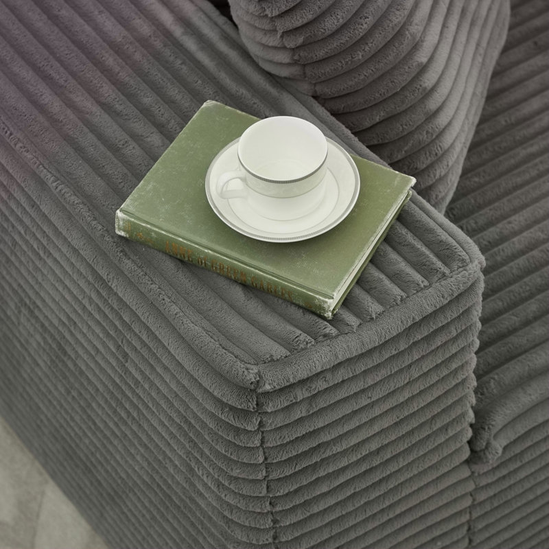 Boneless Modular Sectional Couches For Living Room: Right Long Seat, Gray Corduroy, Right Hand Facing
