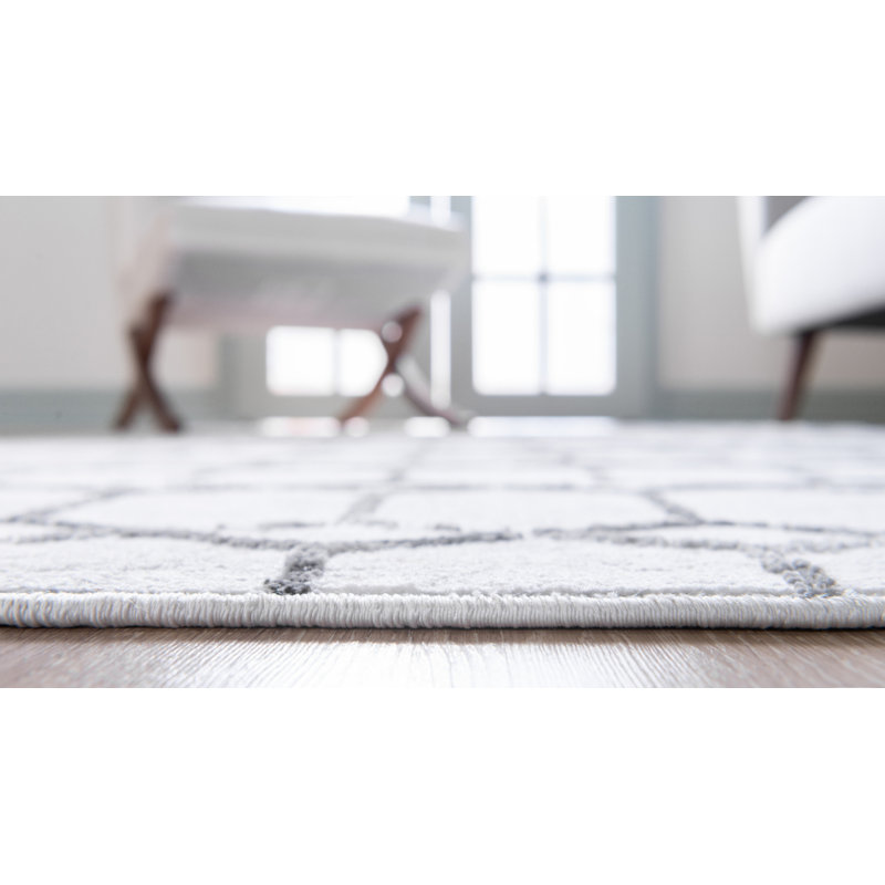 Tapis ivoire / gris Isayana, Rectangle 4 pi 1 po x 6 pi 1 po