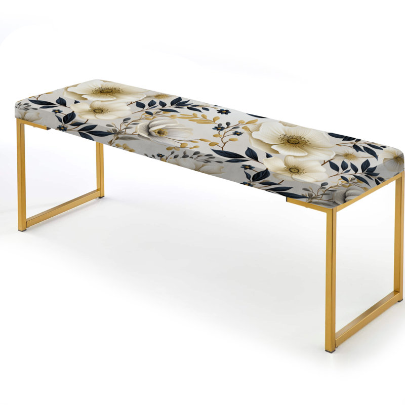 Banc floral rembourré or, Ethereal Blooms I
