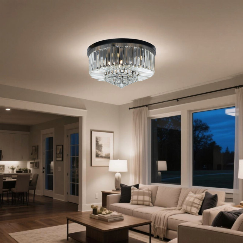 Ceiling Light Fixture - 23.6 Inch Round Cake Crystal Ceiling Light - High Quality K9 Crystal/e12 Base/no Light Source/wall Control