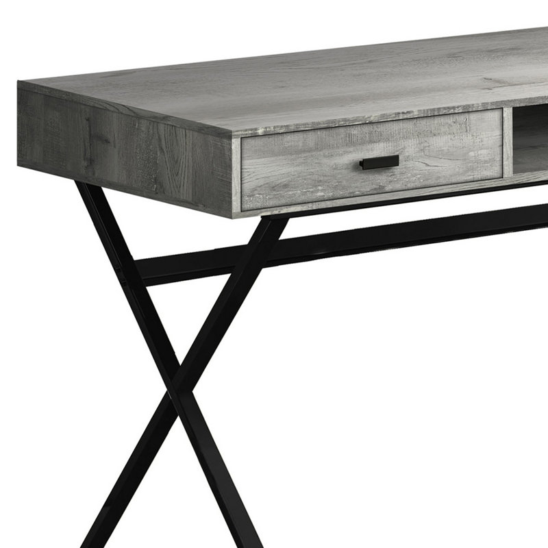Bureau d'ordinateur, bureau personnel, ordinateur portable, tiroirs de rangement, L 48 po, bureau, métal, stratifié, Gris
