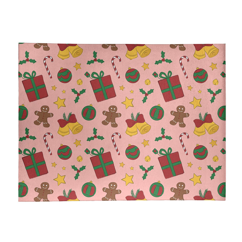 Tapis rouge/vert/jaune fait main, Rectangle 5 pi x 7 pi