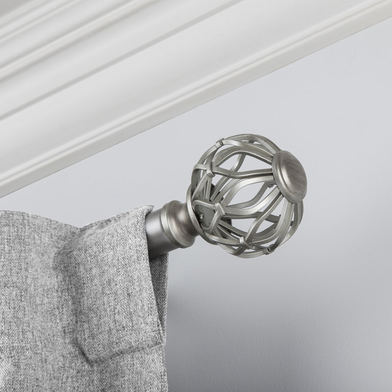 Aiden Steel Adjustable Single Curtain Rod, 36" - 72", Aged Nickel