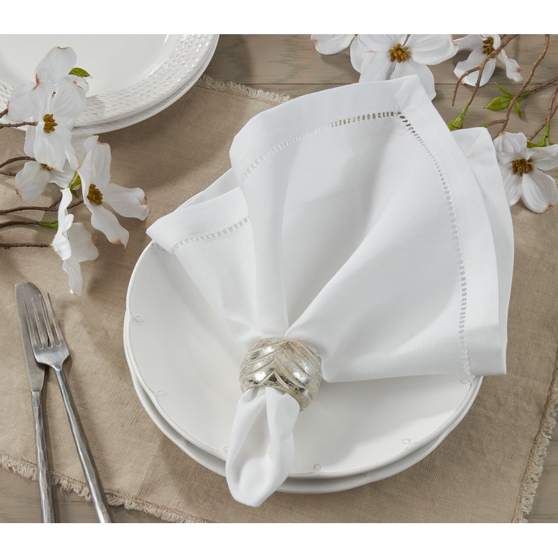 Rowles Hemstitched Border Dinner Napkin, White, 20" L x 20" W