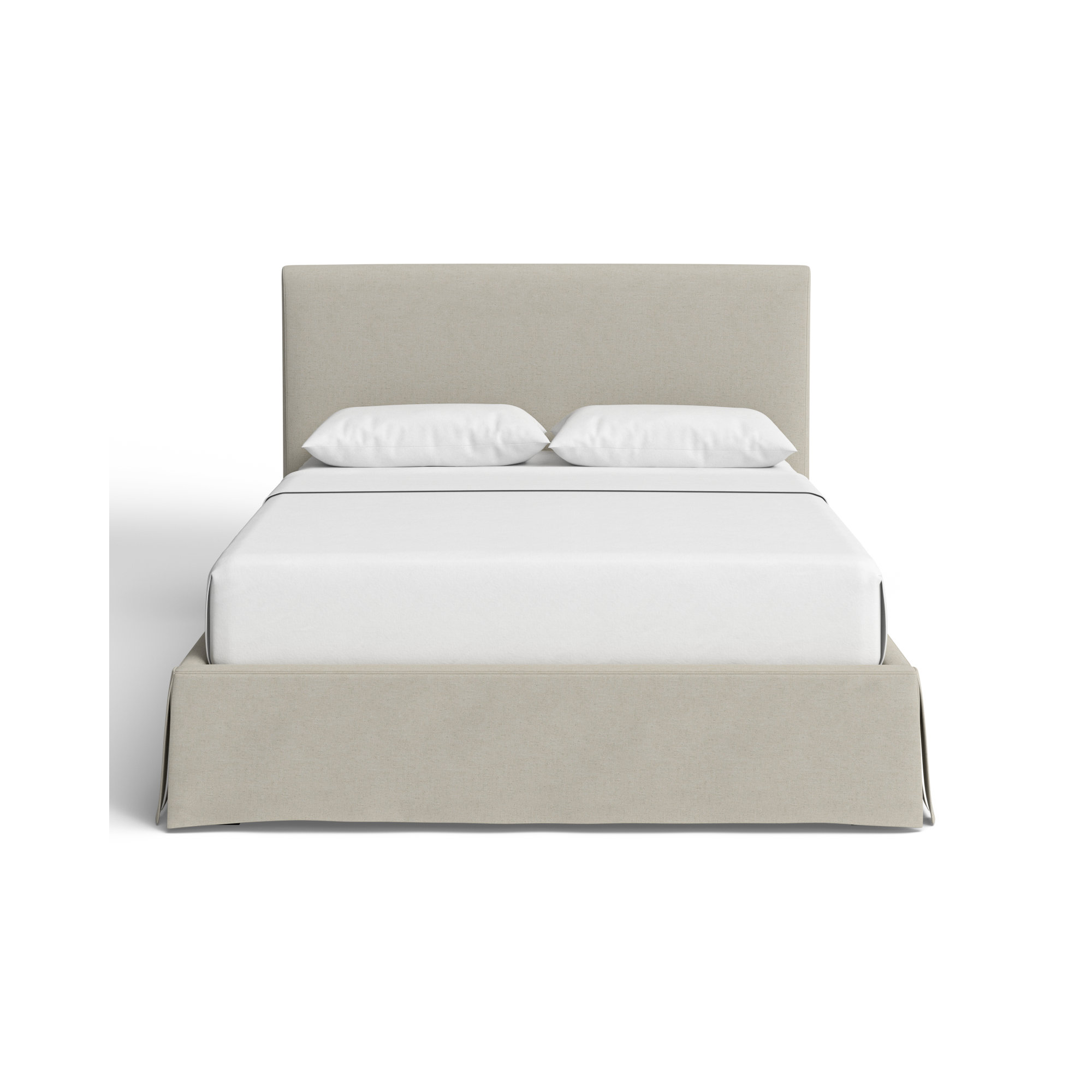 Daliya Upholstered Wingback Bed, Oatmeal, Queen