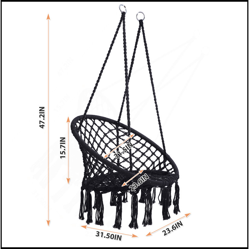 Chaise hamac polyvalente pour la détente intérieure et extérieure, poids maximum 330 lb, Noir