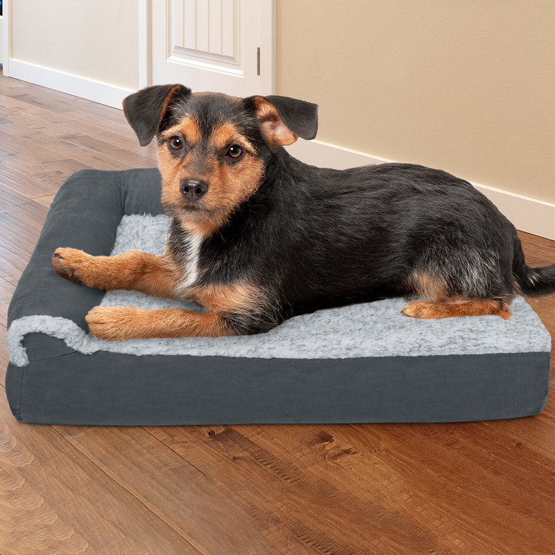 Orthopedic Polyester Pet Bed, Large (36" W x 27" D x 6.5" H), Stone Gray