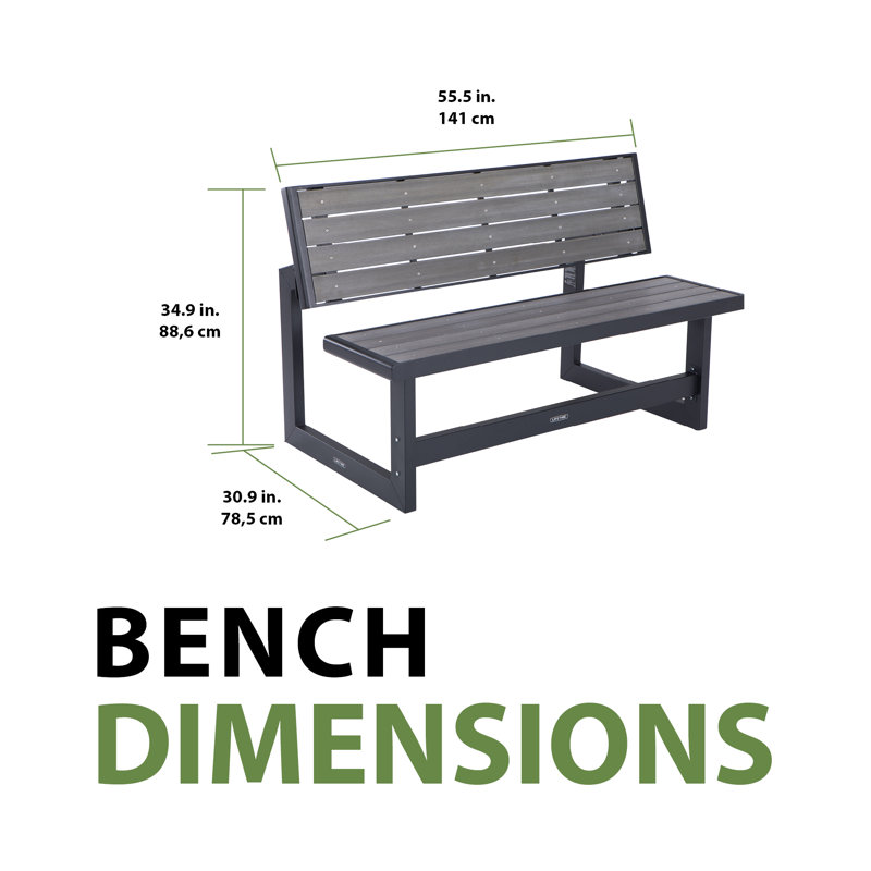 Banc convertible en polystyrène, Structure sable noir / siège gris havre