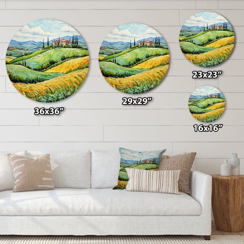 Vangogh Rolling Hills III - paysages ronds, impressions sur métal, H 16 po x l 16 po
