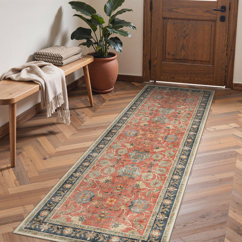 Roehit Persian Heritage Medallion Machine Washable Oriental Performance Area Rug - Ancient Safavid Inspired Faux Wool - High-Rebound Foam & Non-Slip Backing