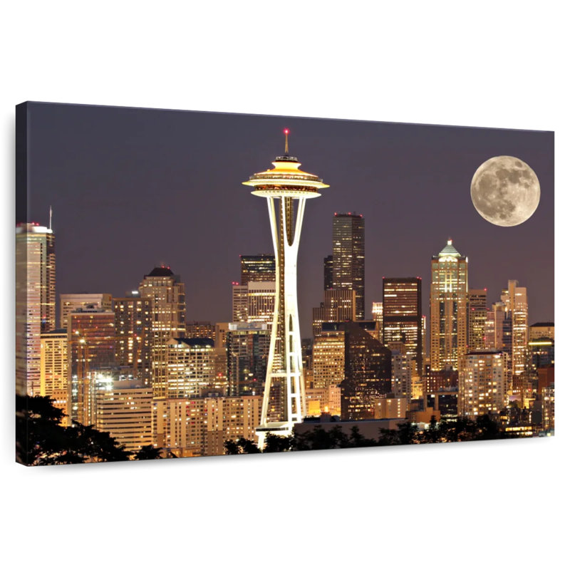 Ravi Supermoon Over Seattle, 8" H x 12" W