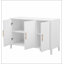 Armoire de rangement à trois portes en vedette avec poignées en métal, convient aux couloirs