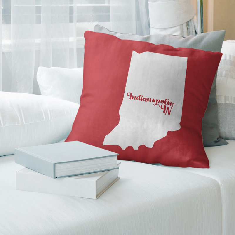 Linen Reversible Throw Pillow, 18" x 18", Red, Indianapolis
