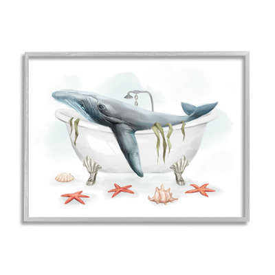 " Whale In Nautical Tub Seafoam Starfish Shells " by Ziwei Li