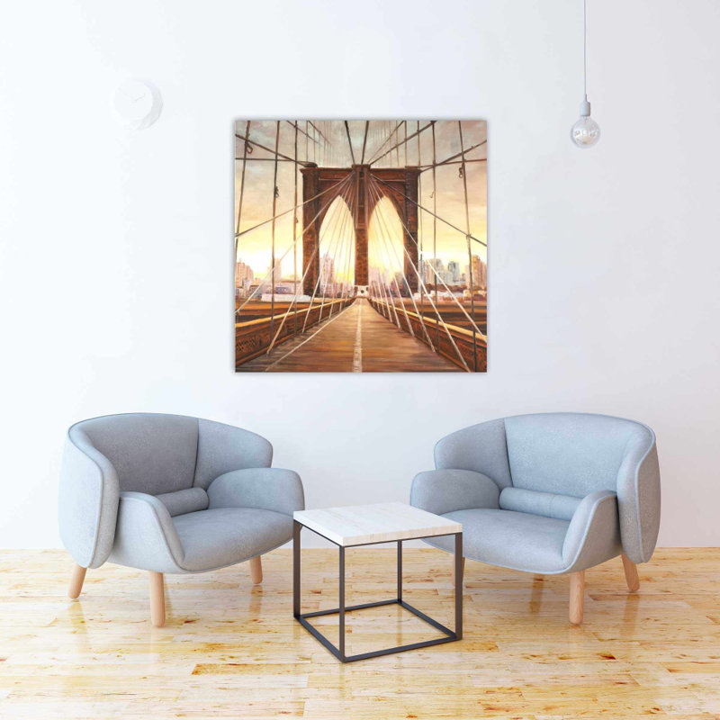 Sunset on the Brooklyn Bridge - Beige Canvas Home Decor