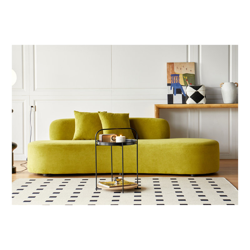 90" Curved Sofa with Throw Pillows, 4 Seater Luxury Velvet Couch with Half Moon Design and High-Density Foam, Ideal for Modern Living Room, Office & Apartment, Olive Green