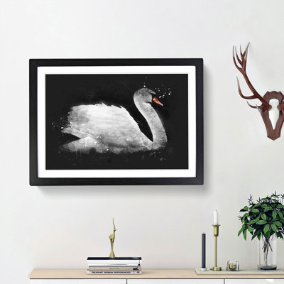 White Swan Swimming - Picture Frame Graphic Art Print