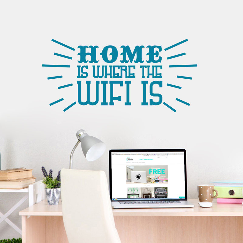 Décalcomanie murale "home is where the wifi is", Bleu sarcelle