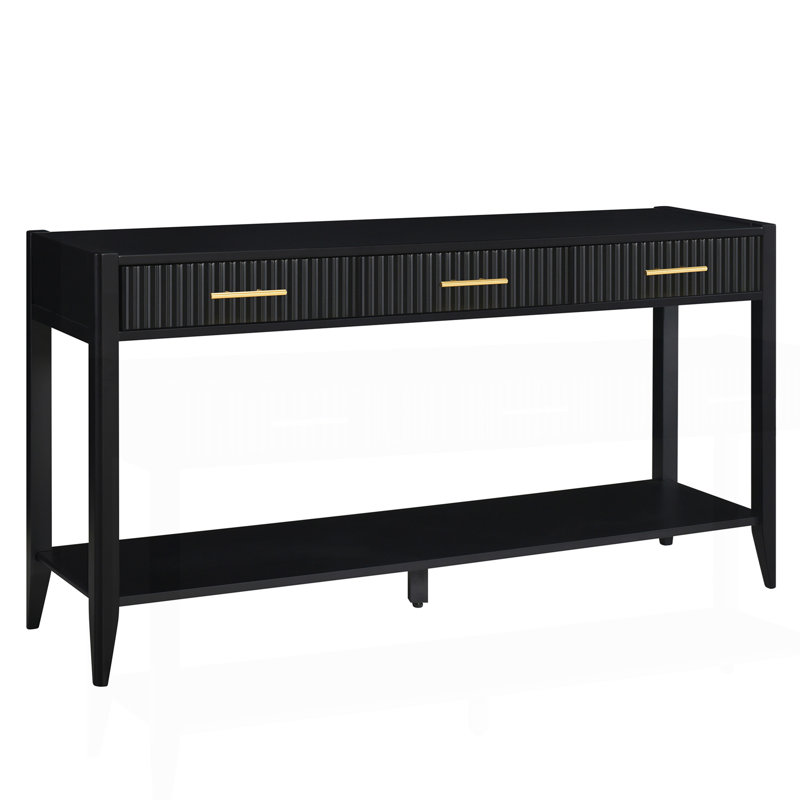 U_Style 60" Painted Console Table With 3 Drawers,Wooden Entryway Table With Storage Shelf, Farmhouse Sofa Table For Living Room, Hallway,Entryway, Foyer, Corridor(Black)