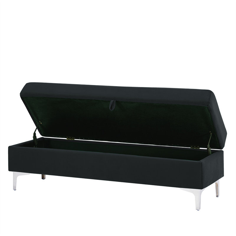 Banc de rangement rembourré Alliber, Noir