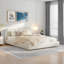 Lit rembourré moderne avec tête de lit confortable, conception encastrée et pieds en bois-802107815