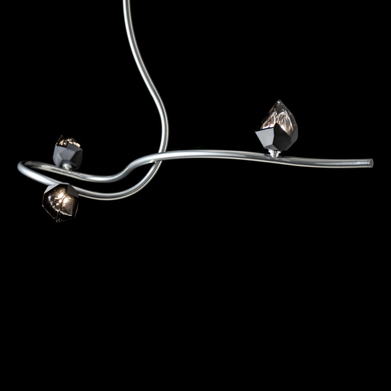Glacier 3 - Light Unique/Statement Modern Linear Chandelier, Black, Sterling