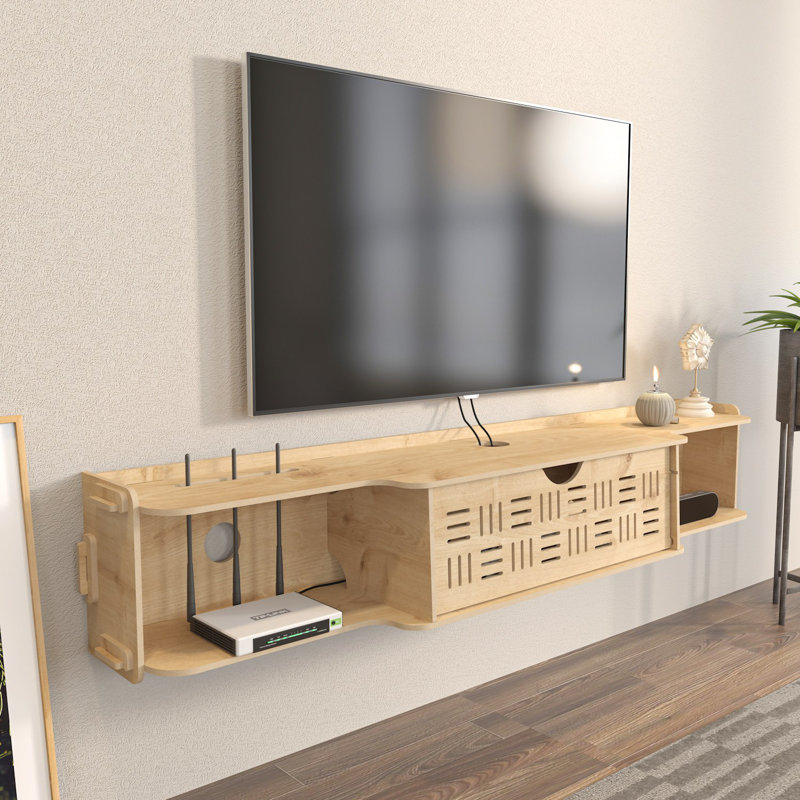 Modern Oak TV Stand, 55.1 x 9.8 x 9.8 inches | 100% Melamine Coated Particle Board, Thickness: 0.3 inches | Elegant Design for Living Room & Entertainment Spaces | Durable & Stylish Furniture Solution