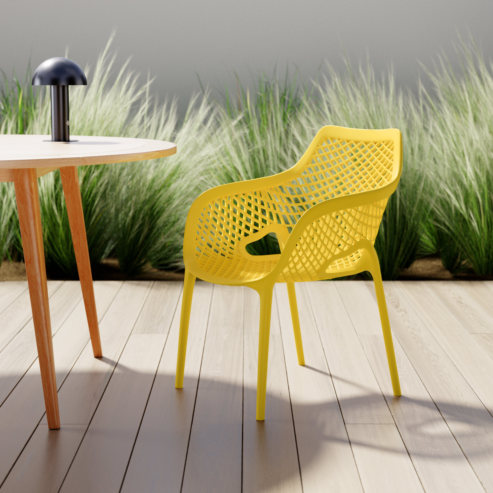 Farrah Stackable Patio Armchair, Yellow