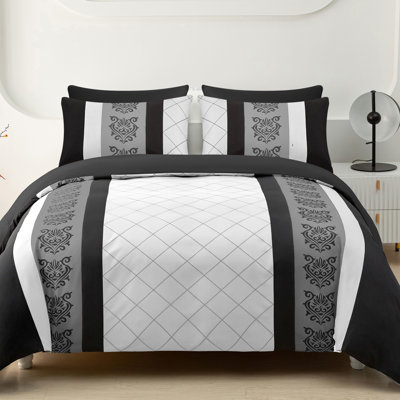 Microfiber Geometric Duvet Cover Set