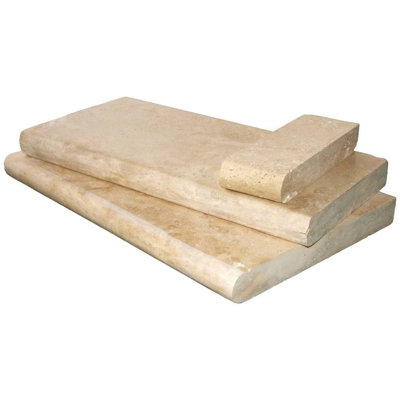 Marzana Dune 12 in. x 24 in. x 2 in. Honed Unfilled Brushed Travertine Pool Coping Eased Edge (2 sq. ft./unit, 1 Piece)