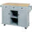 Grey Blue Kitchen Island With Adjustable Shelves & Drop, 5 Wheels, Cart Drop Countertop, For Functional Home Storage-42393147